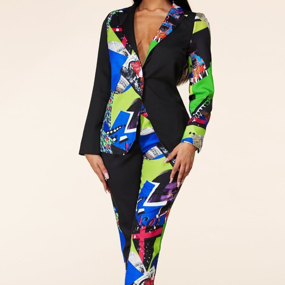 POP ART PRINT DOUBLE-BREASTED BLAZER SET